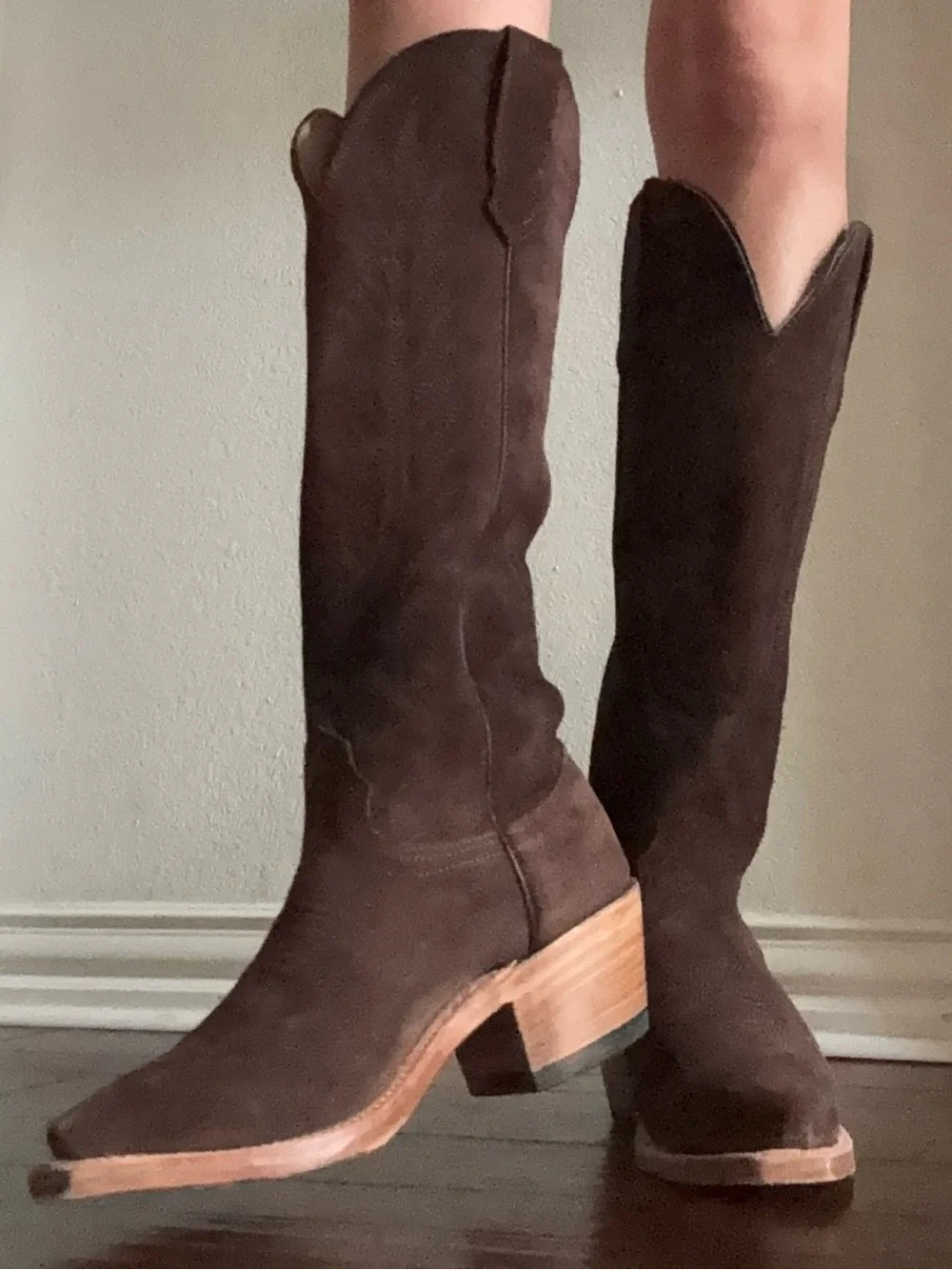 Fenoglio Women's Brown Suede Western Knee-High Boots